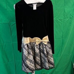 Bonnie Jean Elegant Black and Gold Kids Dress